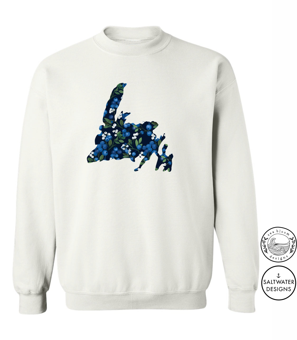 Sea Bloom Designs Blueberry Newfoundland Map Unisex Crewneck Sweatshirt