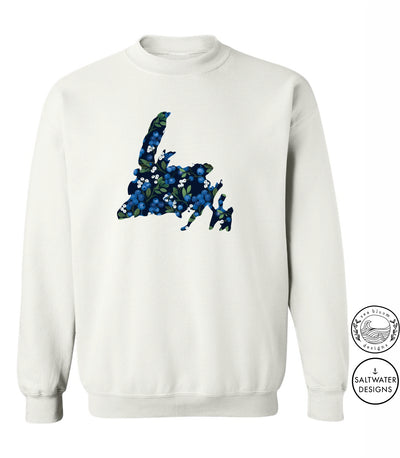 Sea Bloom Designs Blueberry Newfoundland Map Unisex Crewneck Sweatshirt