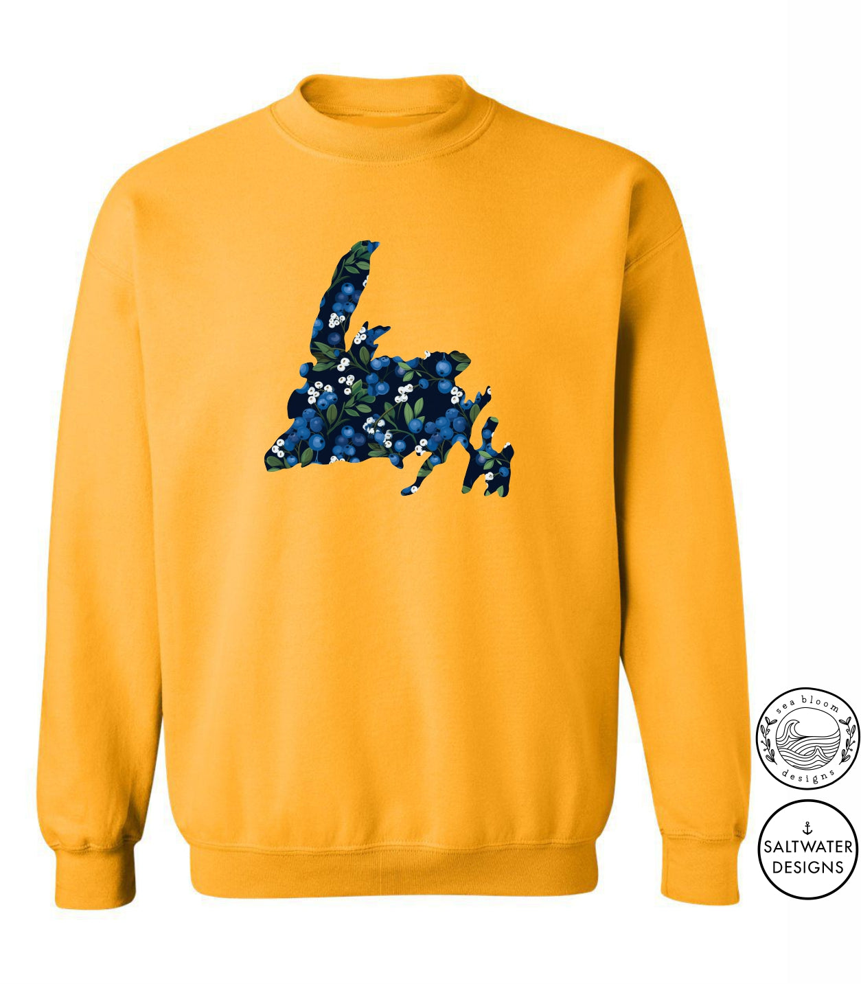 Sea Bloom Designs Blueberry Newfoundland Map Unisex Crewneck Sweatshirt