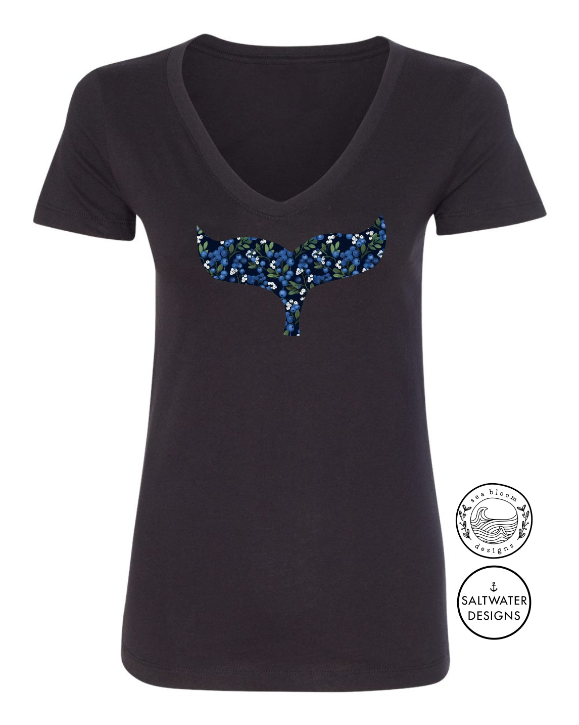 Sea Bloom Designs Blueberry Whale Tail T-Shirt