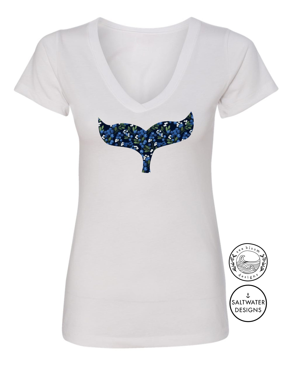 Sea Bloom Designs Blueberry Whale Tail T-Shirt