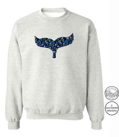 Sea Bloom Designs Blueberry Whale Tail Unisex Crewneck Sweatshirt