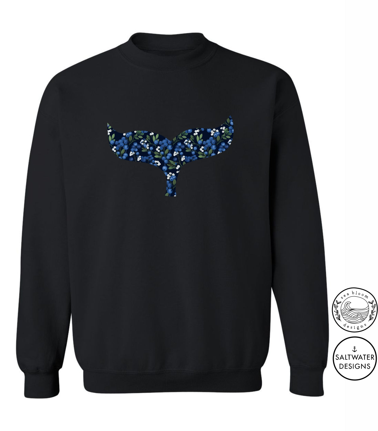 Sea Bloom Designs Blueberry Whale Tail Unisex Crewneck Sweatshirt