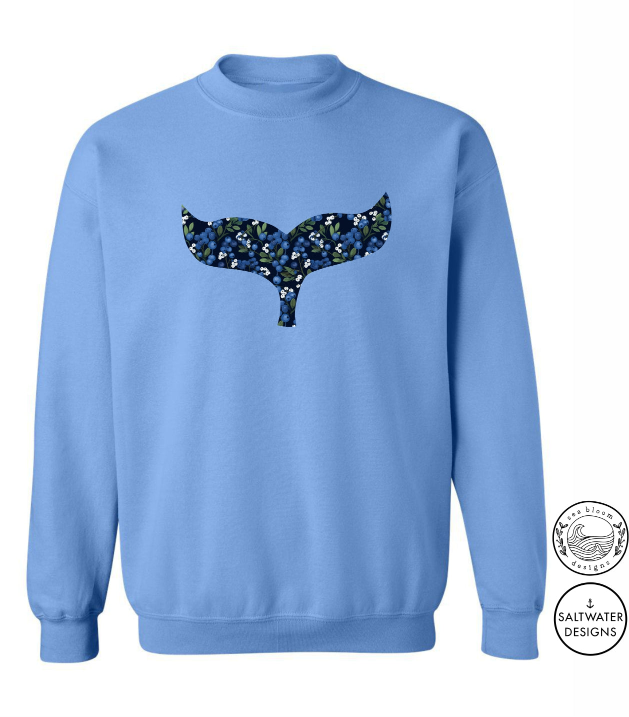 Sea Bloom Designs Blueberry Whale Tail Unisex Crewneck Sweatshirt