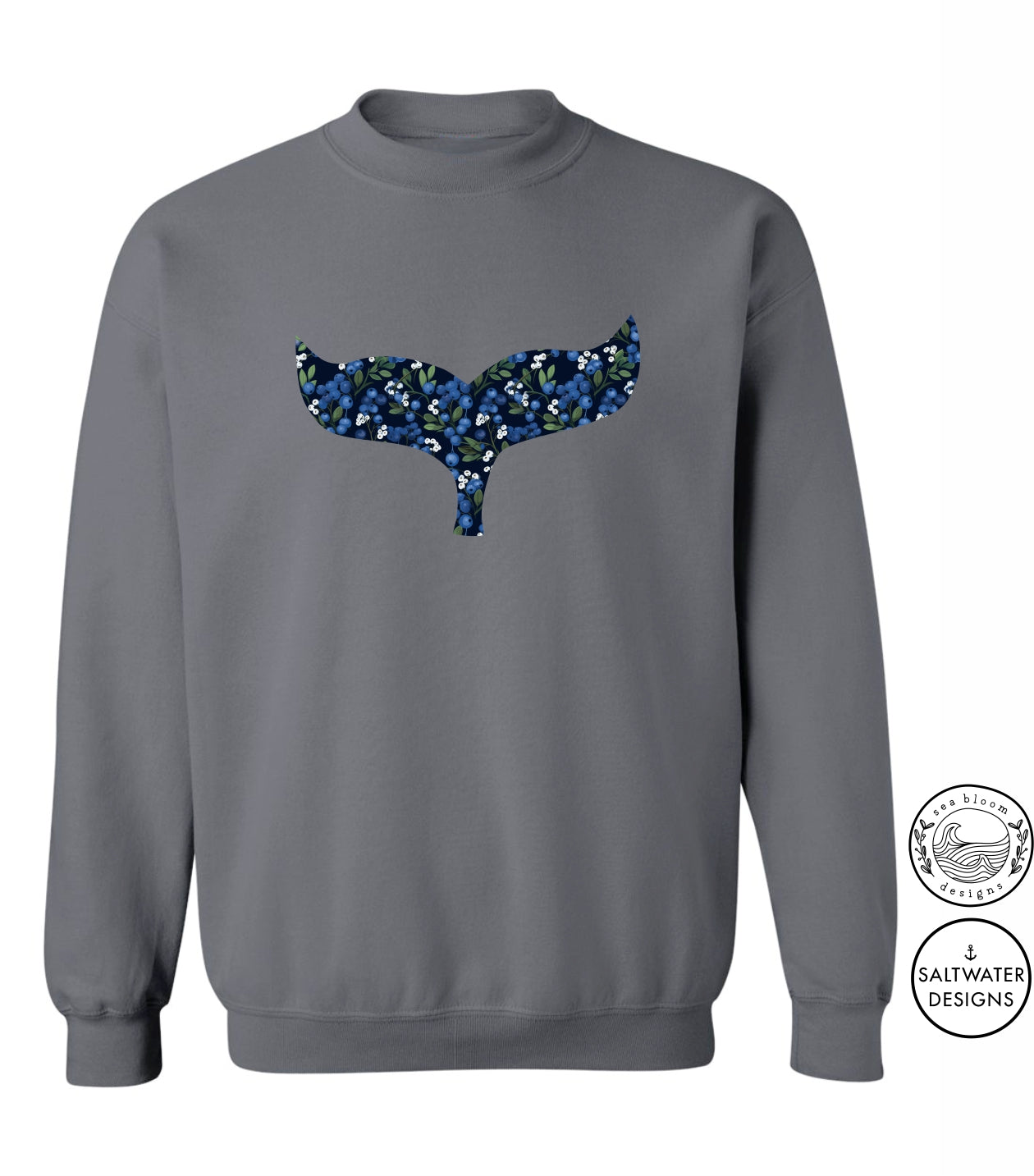 Sea Bloom Designs Blueberry Whale Tail Unisex Crewneck Sweatshirt