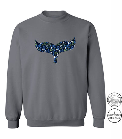 Sea Bloom Designs Blueberry Whale Tail Unisex Crewneck Sweatshirt