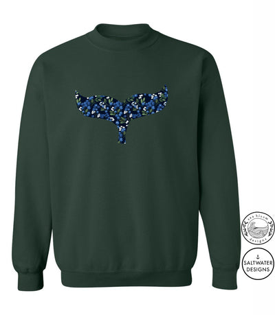 Sea Bloom Designs Blueberry Whale Tail Unisex Crewneck Sweatshirt