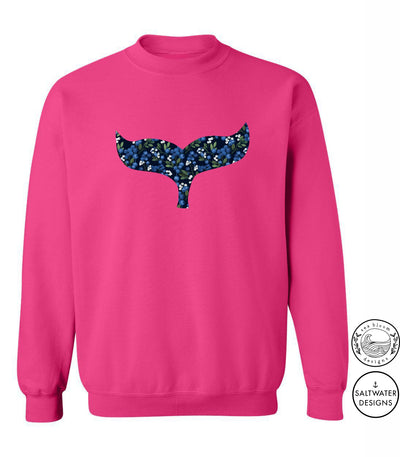 Sea Bloom Designs Blueberry Whale Tail Unisex Crewneck Sweatshirt