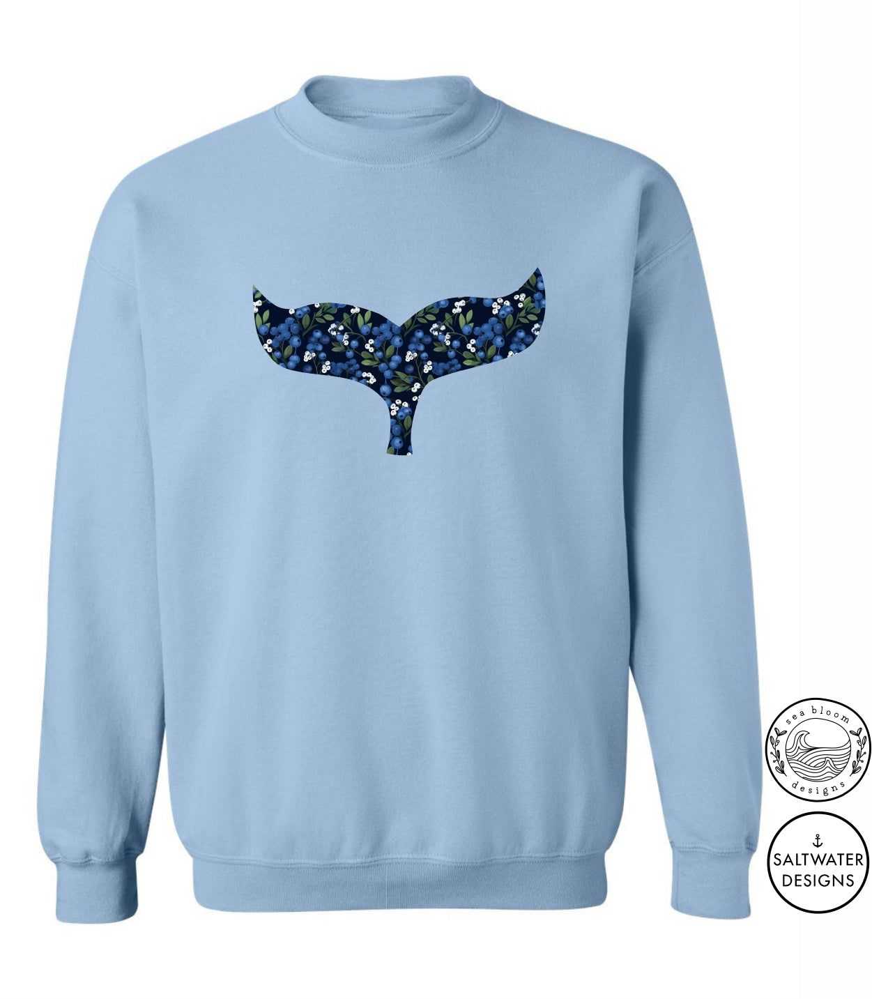 Sea Bloom Designs Blueberry Whale Tail Unisex Crewneck Sweatshirt