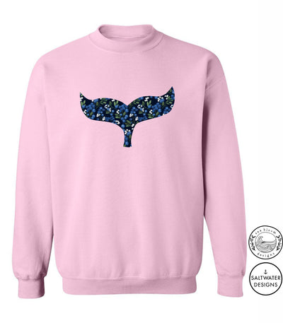 Sea Bloom Designs Blueberry Whale Tail Unisex Crewneck Sweatshirt