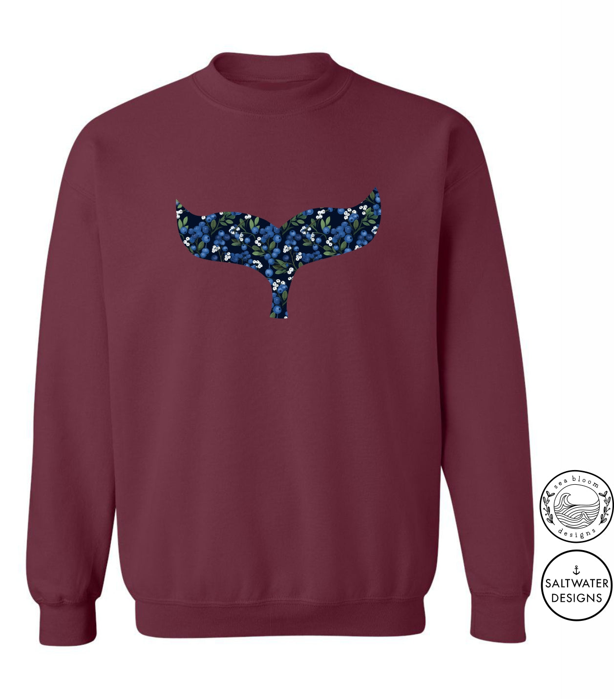 Sea Bloom Designs Blueberry Whale Tail Unisex Crewneck Sweatshirt