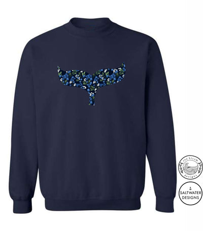 Sea Bloom Designs Blueberry Whale Tail Unisex Crewneck Sweatshirt