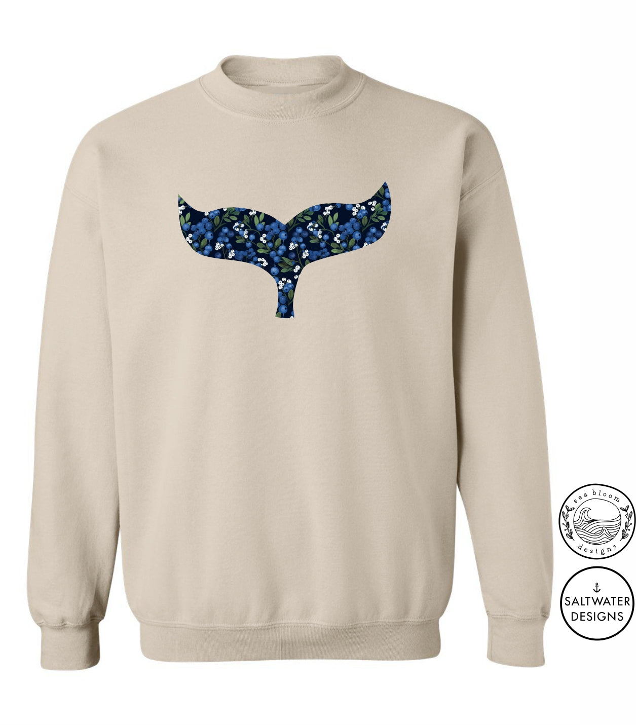 Sea Bloom Designs Blueberry Whale Tail Unisex Crewneck Sweatshirt