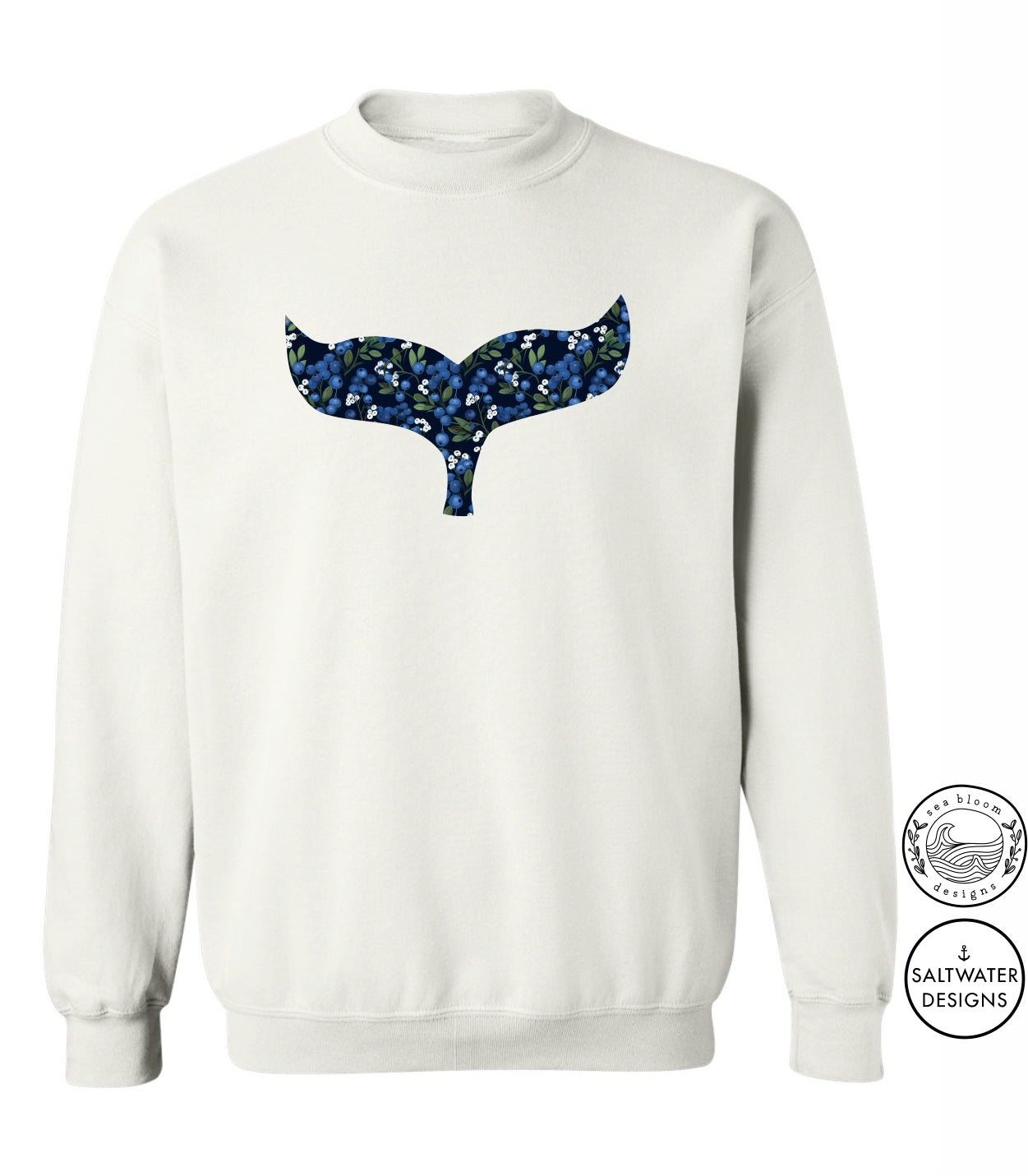 Sea Bloom Designs Blueberry Whale Tail Unisex Crewneck Sweatshirt