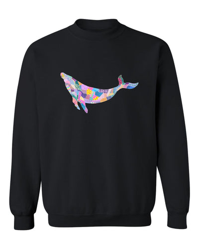 Sea Bloom Designs "Quilted Whale" Unisex Crewneck Sweatshirt