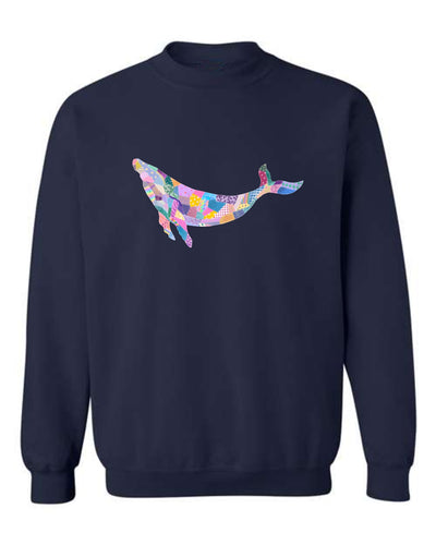 Sea Bloom Designs "Quilted Whale" Unisex Crewneck Sweatshirt