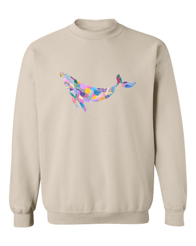 Sea Bloom Designs "Quilted Whale" Unisex Crewneck Sweatshirt
