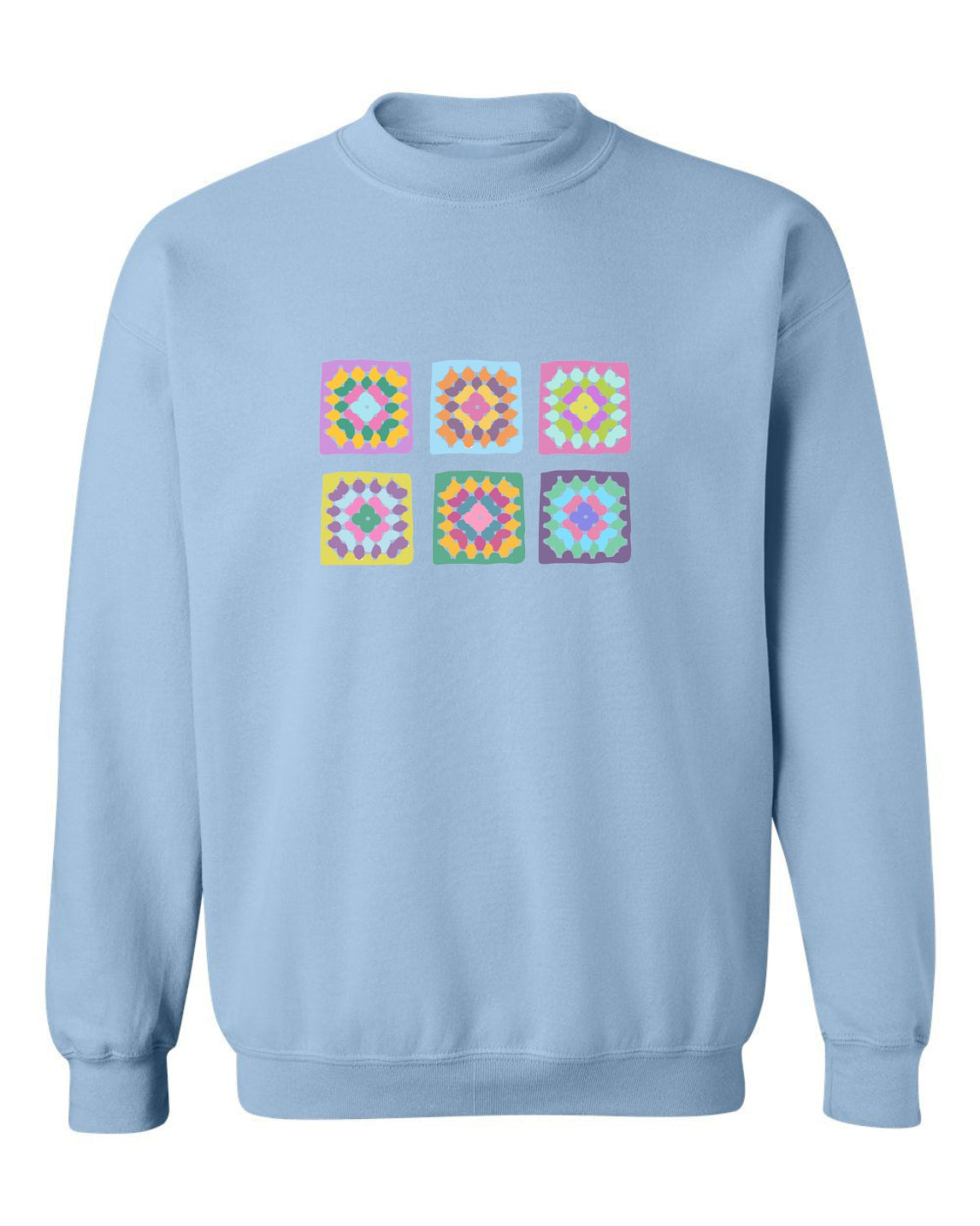 Sea Bloom Designs "Crochet Granny Squares" Unisex Crewneck Sweatshirt