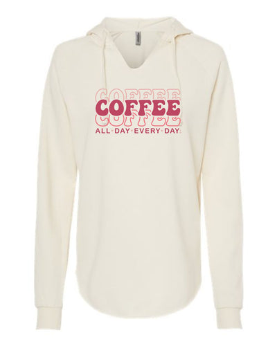 "Coffee. All day. Every day." Hearts Ladies' Hoodie