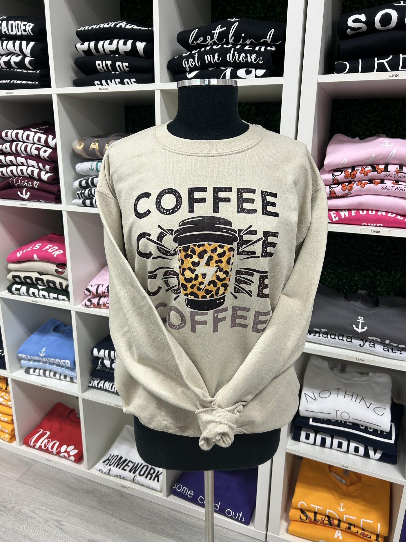 "Coffee. Coffee. Coffee." Unisex Crewneck Sweatshirt