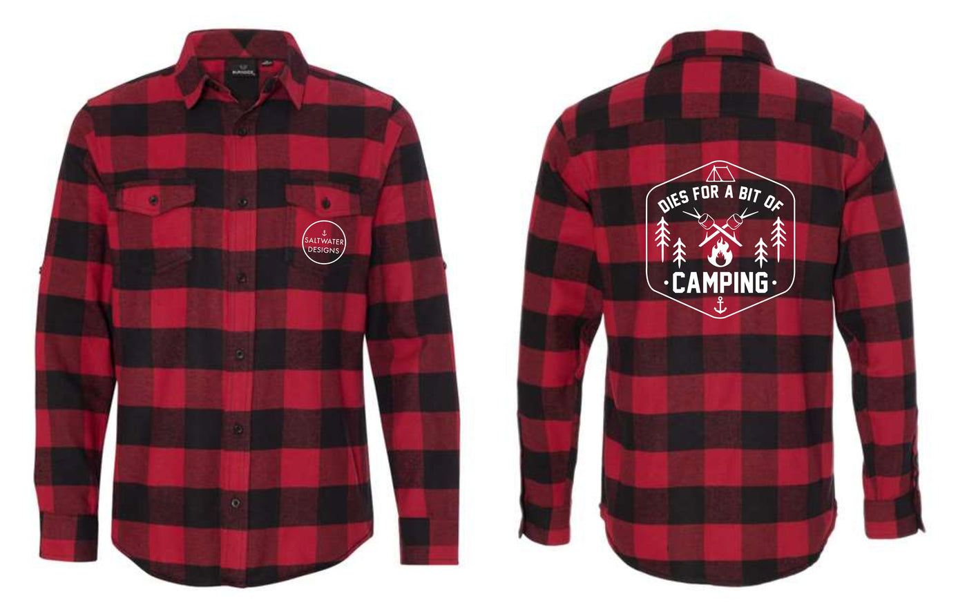 "Dies For A Bit Of Camping" Unisex Plaid Flannel Shirt