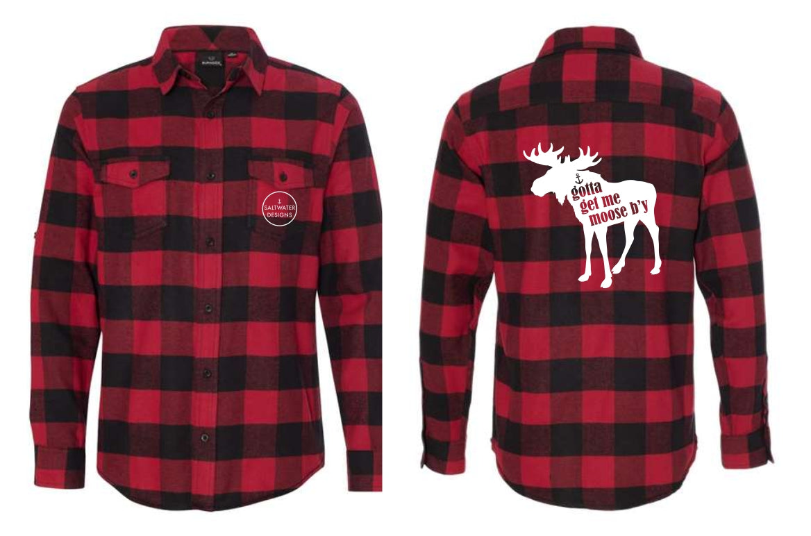 "Gotta get me moose b'y" Unisex Plaid Flannel Shirt