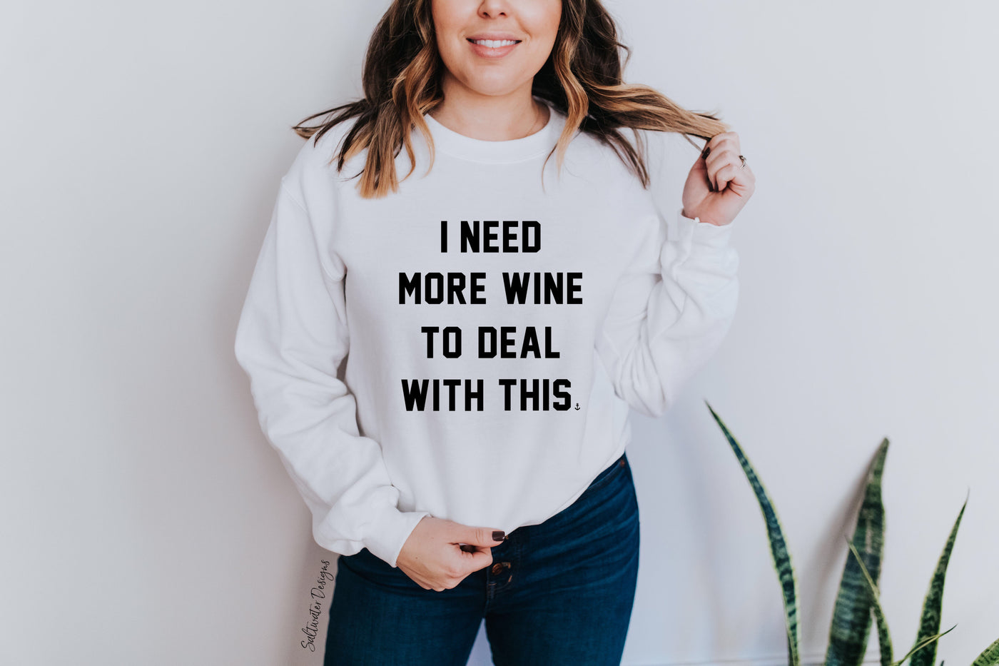 "I Need More Wine To Deal With This" Unisex Crewneck Sweatshirt