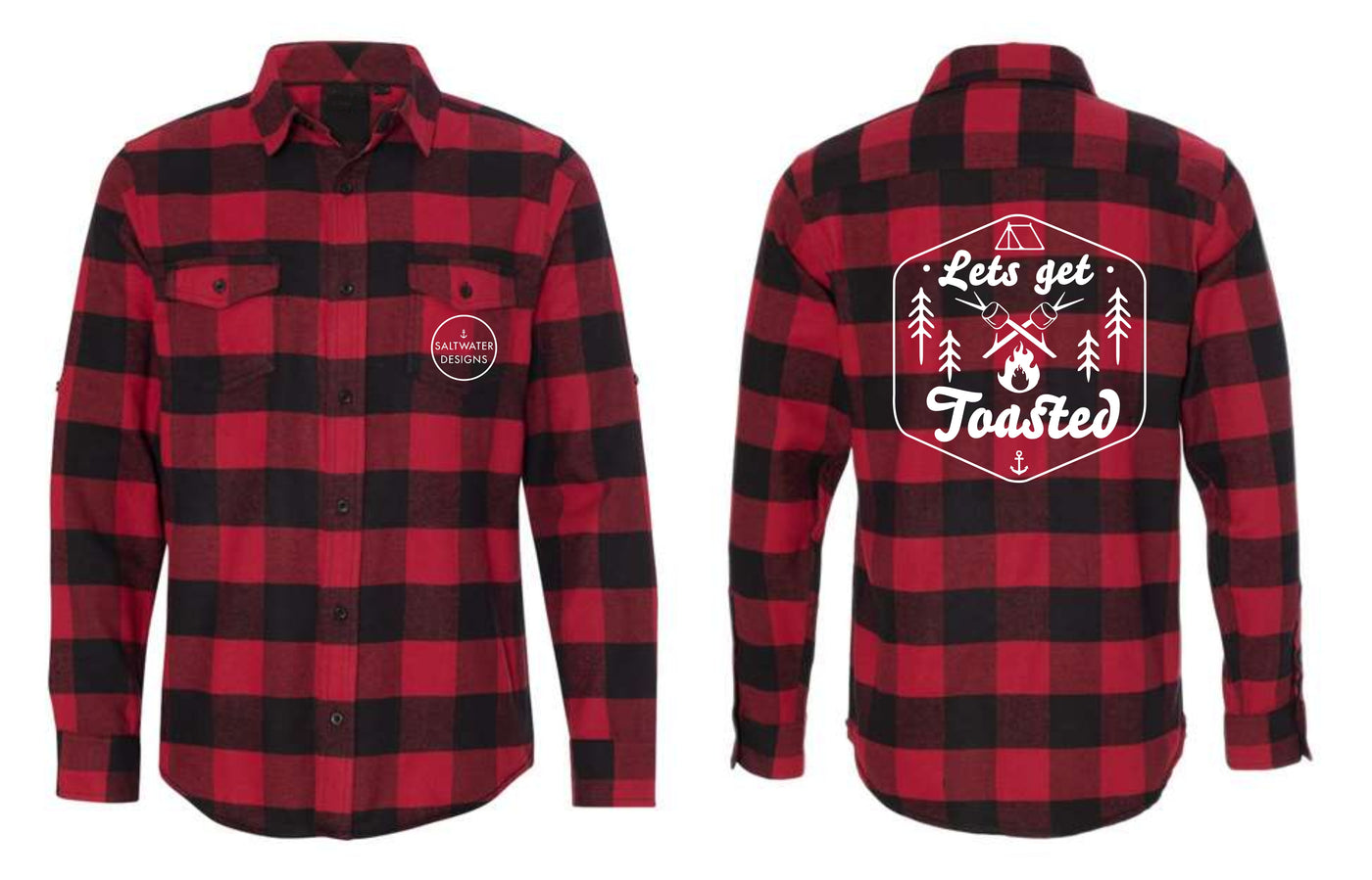 "Let's Get Toasted" Unisex Plaid Flannel Shirt