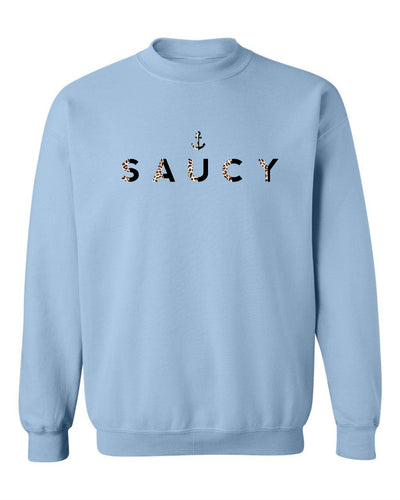 "Saucy" Cheetah Black Split Unisex Crewneck Sweatshirt