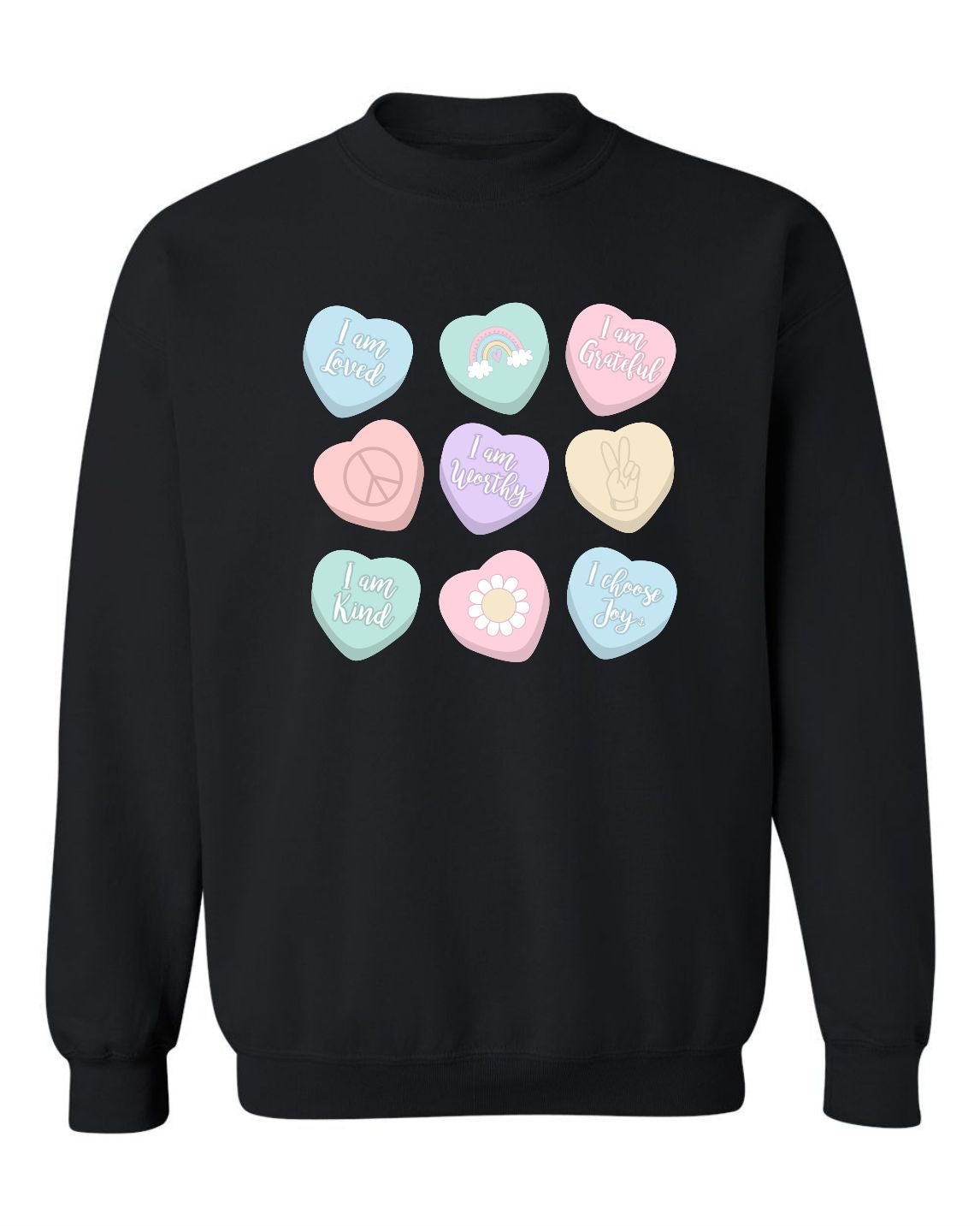 "Self Love Candy Hearts” Unisex Crewneck Sweatshirt