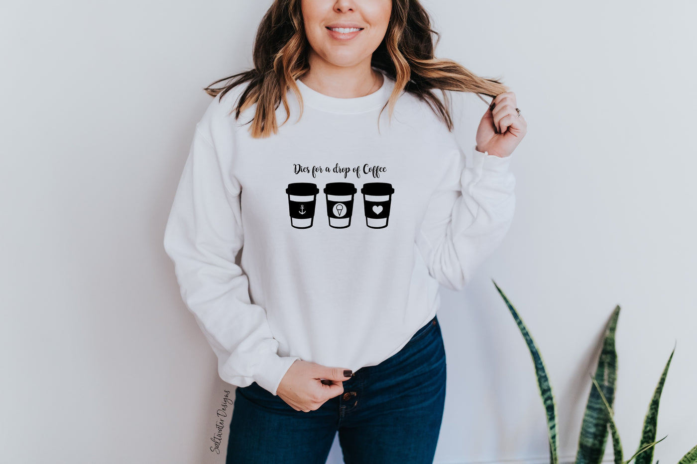 "Dies For a Drop of Coffee" Unisex Crewneck Sweatshirt